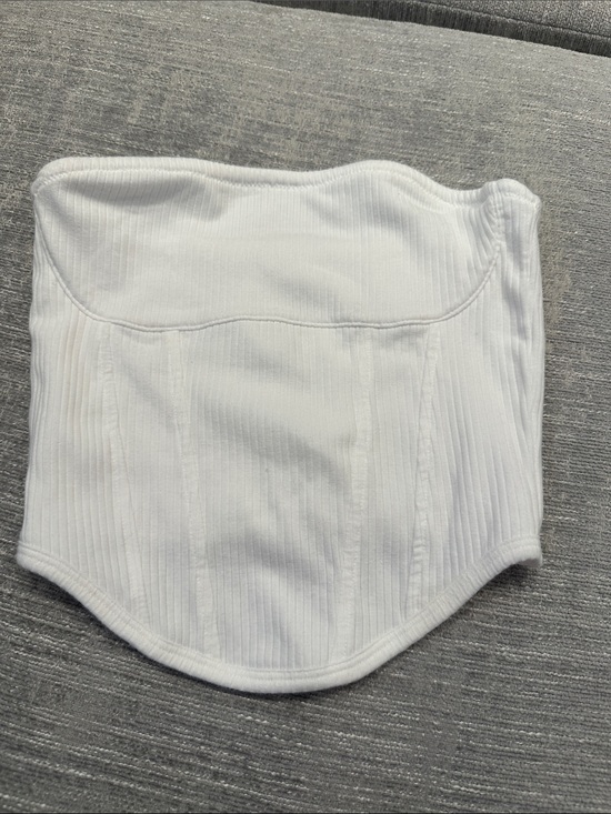 PINK Victoria's Secret Tops - PINK Victoria's Secret White Strapless Ribbed Corset Top